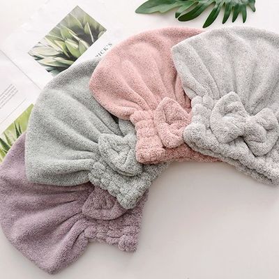 Natural Bamboo Microfiber Hair Drying Turban Towels Shower Cap