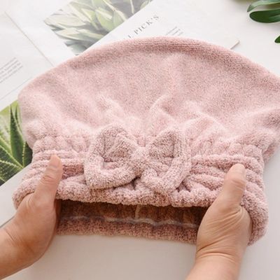 Natural Bamboo Microfiber Hair Drying Turban Towels Shower Cap