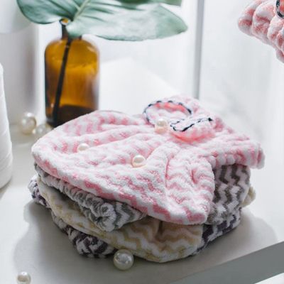 Wave Pattern Twist Microfiber Turban Towel Princess Hat 28x34cm